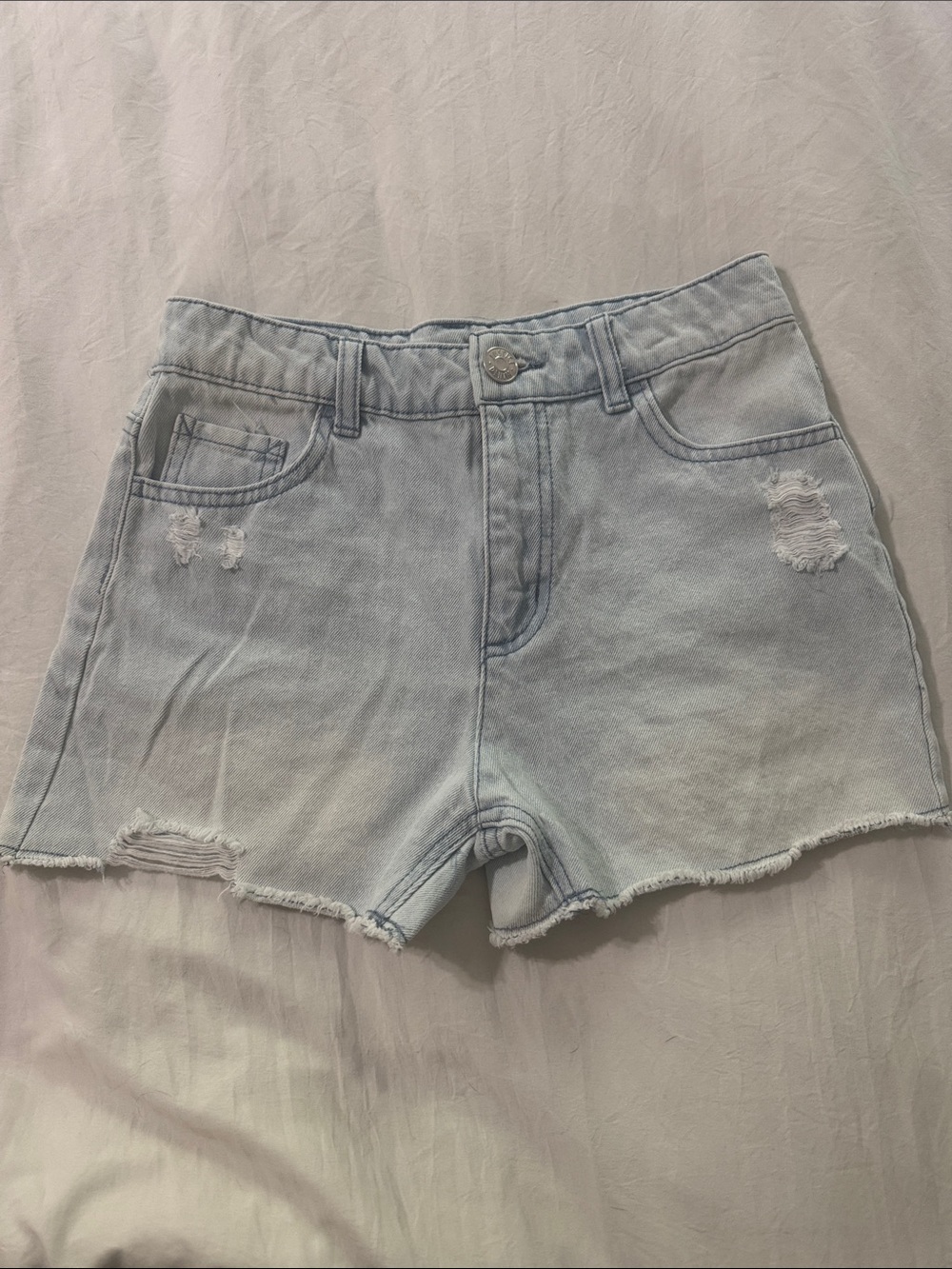 Light Blue Distressed Denim Kids Shorts